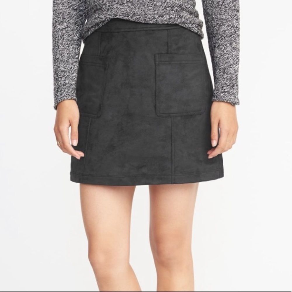 Old navy black suede utility mini skirt